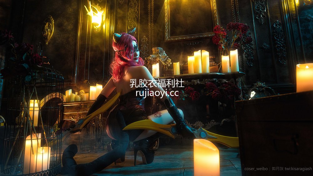 [网红杂图] 如月灰 – 王者荣耀 阿轲 暗夜猫娘 [12P58MB]