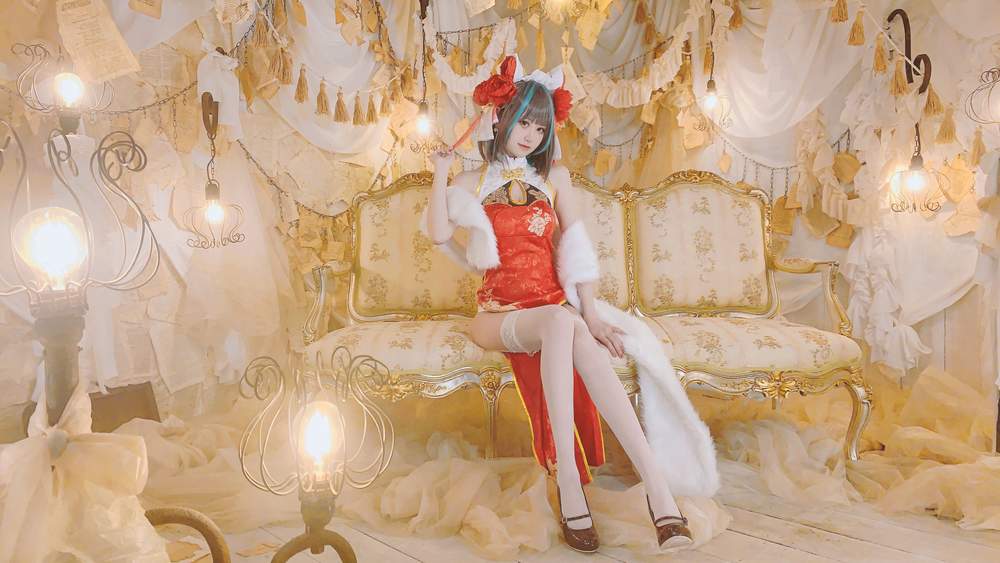 [网红杂图] 千阳(ちよ) – 柴郡旗袍cos [9P35MB]